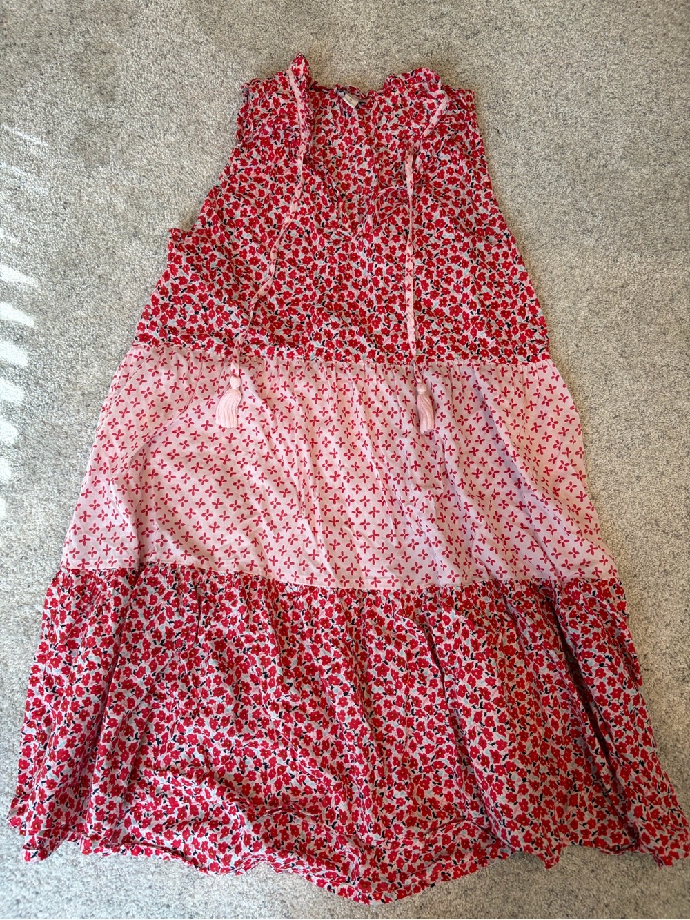 Women’s Pink & Red Floral Tiered Sundress coverup